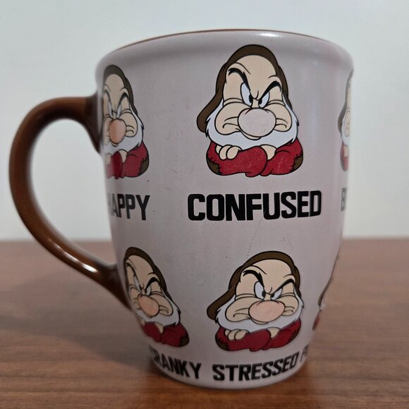Disney Coffee Mug Snow White Dwarfs Happy Cranky Stressed Tired Thailand Pink - Picture 3 of 6